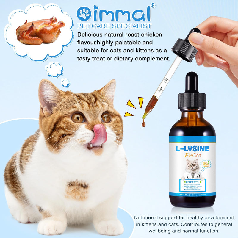 Lysine Supplement for Cats & Kittens – Daily L-Lysine Support for Immune & Overall Wellbeing – Easy-Mix Liquid Formula – Tasty & Gentle Nutritional Support – 60ml
