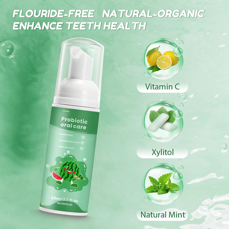 Fluoride Free Foam Kids Toothpaste - Natural Teeth Clean and Whitening Toothpaste with Mint Flavor for U Shaped Toothbrush Travel Size(4 Pack Mix) Strawberry+Blueberry+Watermelon+Orange