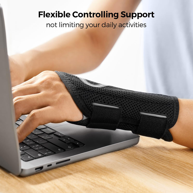 FREETOO Wrist Brace for Carpal Tunnel,[New Upgrade-Anatomically shaped] Adjustable Wrist Support Splint for Men and Women,Hand Brace for Pain Relief, Tendinitis,Arthritis,Right Hand,Medium,Black-Grey Right Hand (Black-Grey) Medium