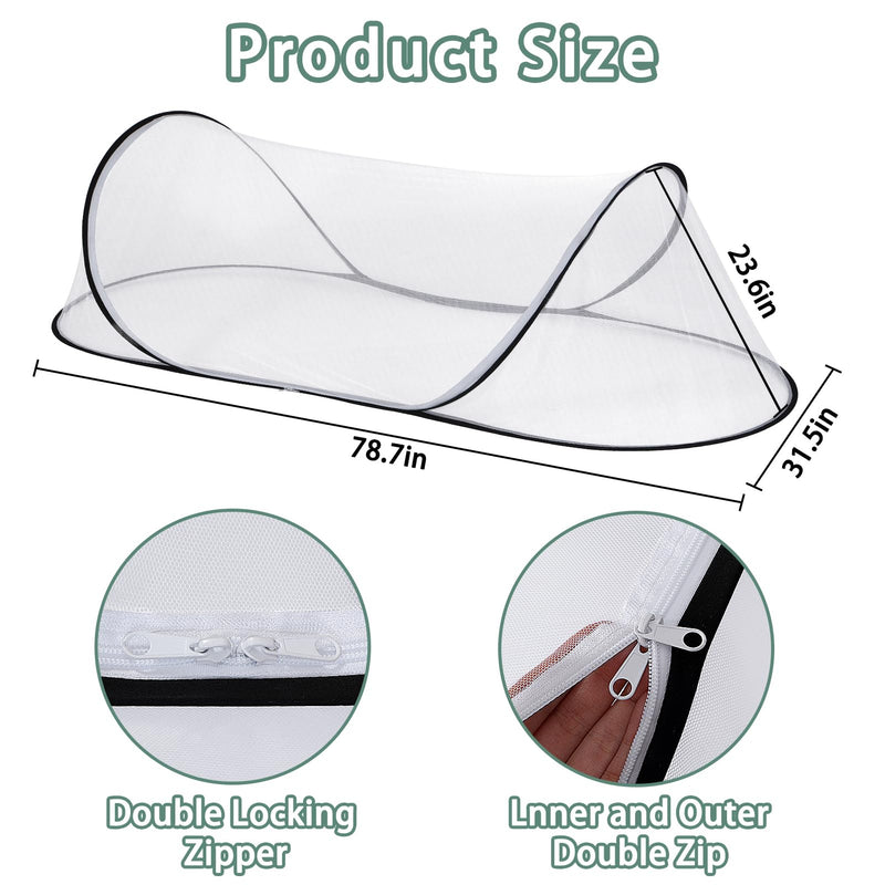 [Australia] - 78.7 x 31.5 x 23.6 Inch Large Pop Up Mosquito Net, Collapsible Portable Mosquito Tent, Suitable for Adult Baby Bedroom, Outdoor Camping Use White 
