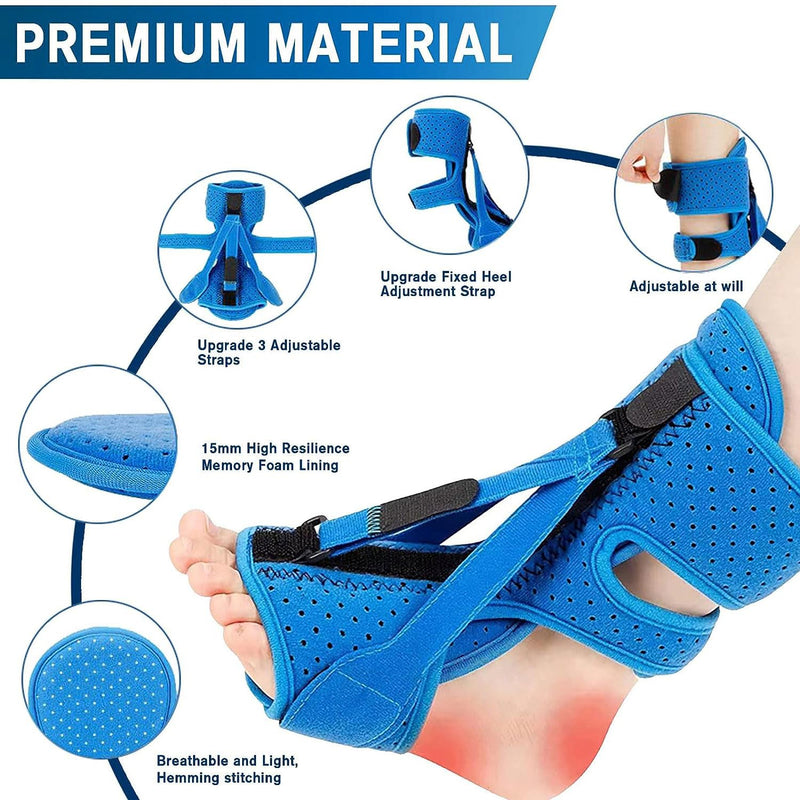 [Australia] - Plantar Fasciitis Night Splint-Upgrade 3 Adjustable Planter Facetious Relief Brace,Plantar Fasciitis Relief Women Men Straps,Support Relief Foot Drop Achilles Tendonitis Day Night(Blue-1PC) Blue 1PC 