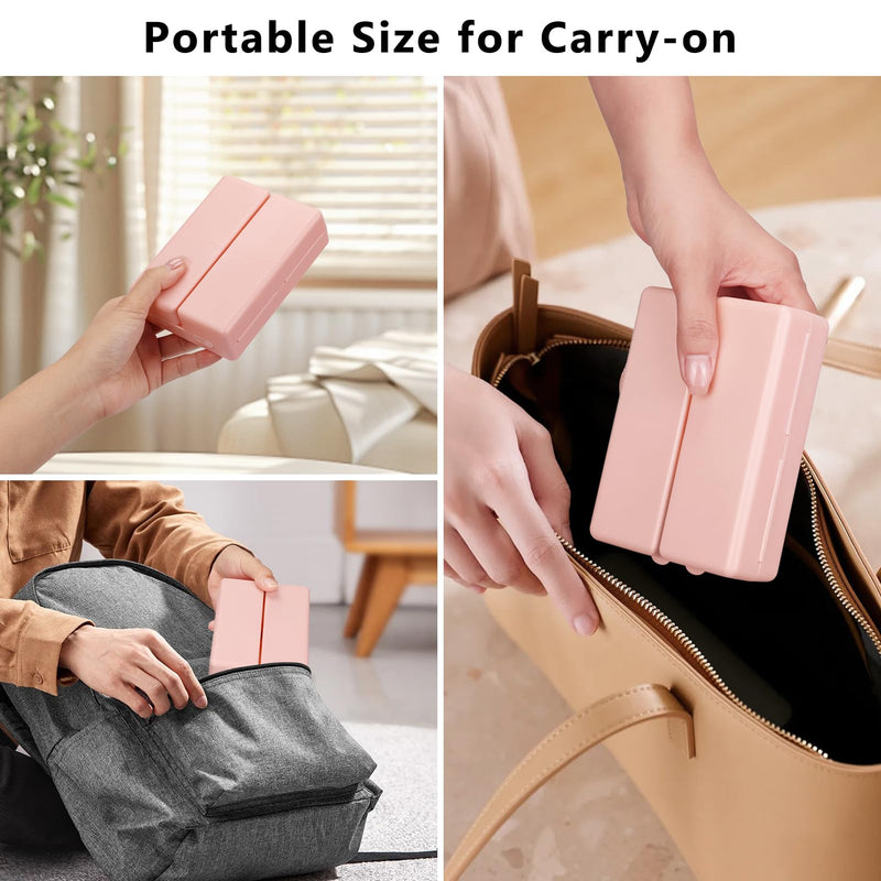 FYY Travel Pill Organizer, Pill Box Medicine Case-2pcs Pink | Easy to Use, Privacy Protection,Magnetic Foldable Pill Case for Purse or Pocket to Hold Vitamins,Supplements,Medication,2 Pcs Large (1 Piece), Small (1 Piece)