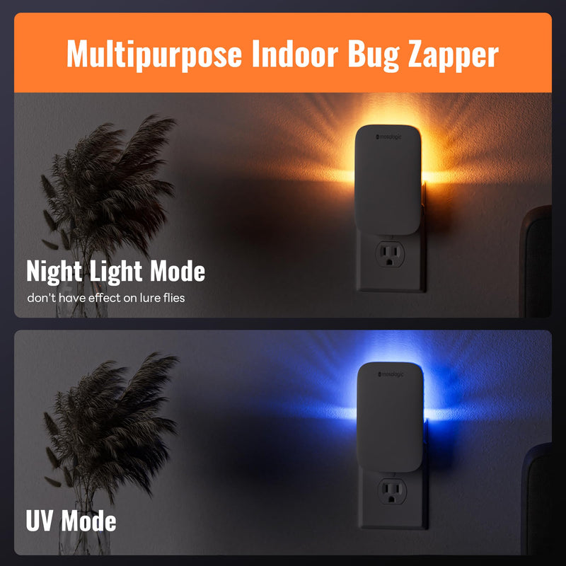 [Australia] - Mosalogic Bug Zapper Indoor Electronic Fly Swatter Plug-in Flying Insect Killer with UV Light for Indoor Use Compact Bug Zappers for Flying Insects, Gnats, Moths, Flies (White-1pack) 