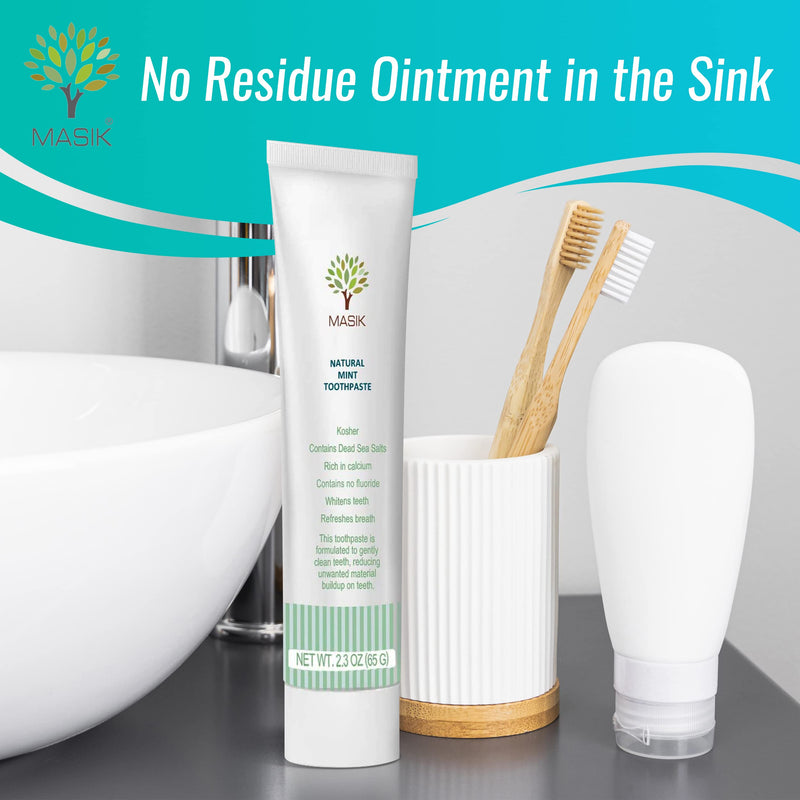 [Australia] - Masik Natural Mint Toothpaste – Whitening & Sensitive Teeth | Dead Sea Salt | Stain & Plaque Remover | Bleeding Gums & Canker Sore Care | Fluoride & SLS-Free | Non-Foaming | Made in Israel 