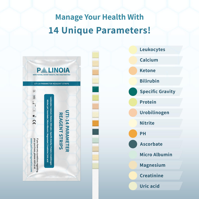 [Australia] - Comprehensive 14-in-1 Parameter Individually Packed Urine Test Strips - Ideal for UTI, Urinalysis for Ketogenic Diets, and More | 35 Count 