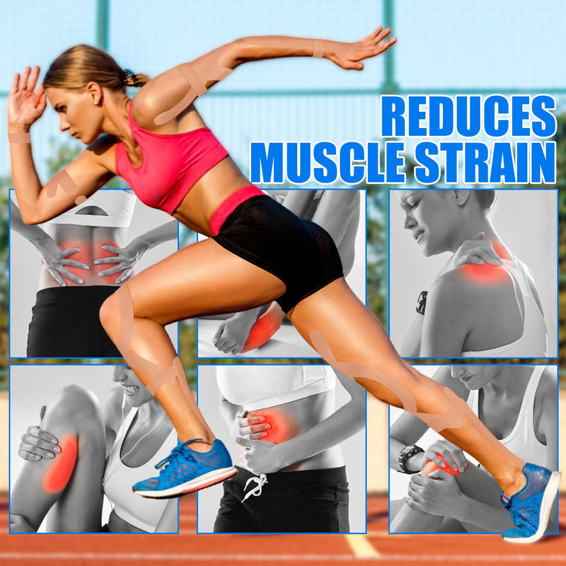 [Australia] - 4 Rolls Kinesiology Tape, 4in x 5.5yd Extra Wide Breathable Muscle Support Adhesive Sport Tape for Knee Pain Relief, Latex Free Cotton Elastic Uncut Strips for Joints, Back, Ankle, Shoulder, Wrist Beige 