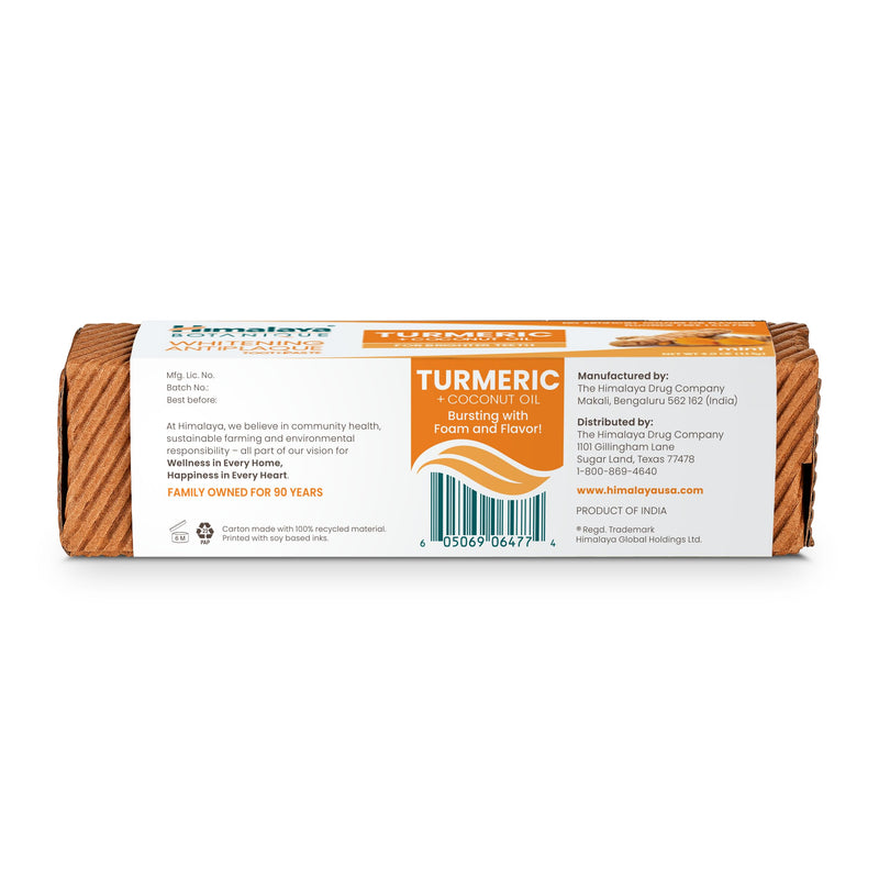 [Australia] - Himalaya Botanique Turmeric & Coconut Oil Whitening Antiplaque Herbal Toothpaste, Whitens Teeth, Fluoride Free, No Artificial Flavors, SLS Free, Vegan, Cruelty Free, Foaming, Mint Flavor, 4 Oz, 4 Pack 4 Ounce (Pack of 4) 