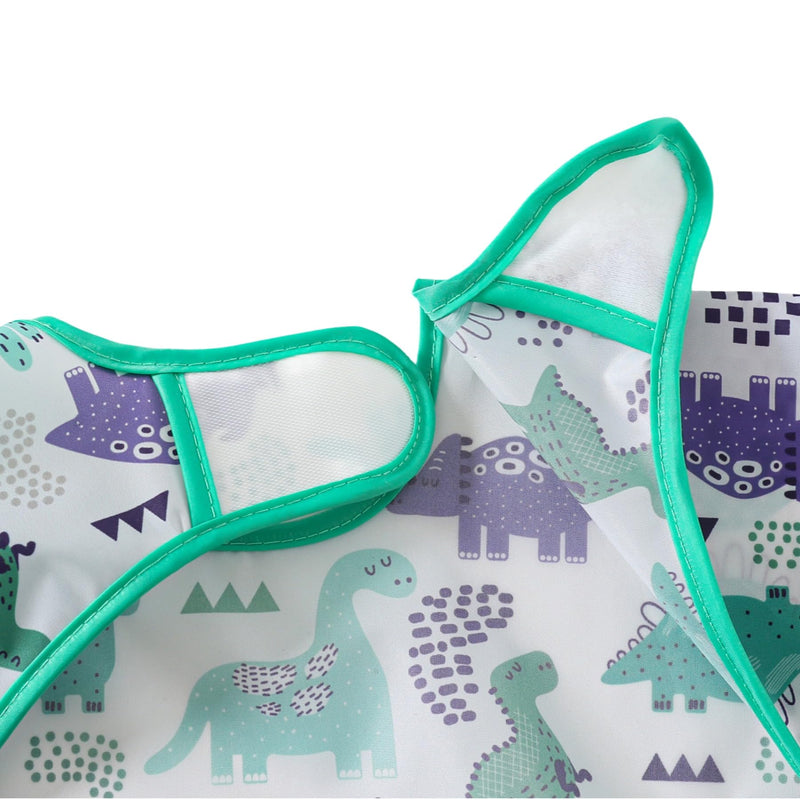 [Australia] - Sleeved Bib,5 Pack,Waterproof Shirt Bibs for Baby 3-24 Months Wipe Clean Dino/Lion/Trucks/Pirate/Forest 