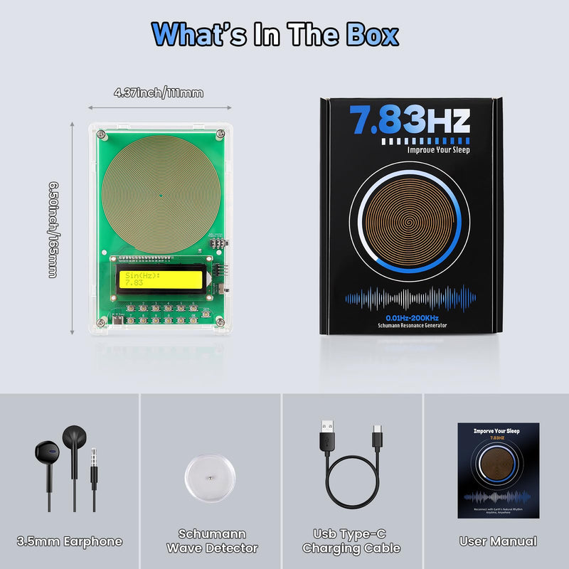 [Australia] - Adjustable Frequency Generator for Healing (0.01Hz-200kHz), 7.83Hz Schumann Resonance Generator, USB-C Powered Sine Wave Signal Generator for Sleep, Yoga, Meditation & Stress Relief with LCD Display 