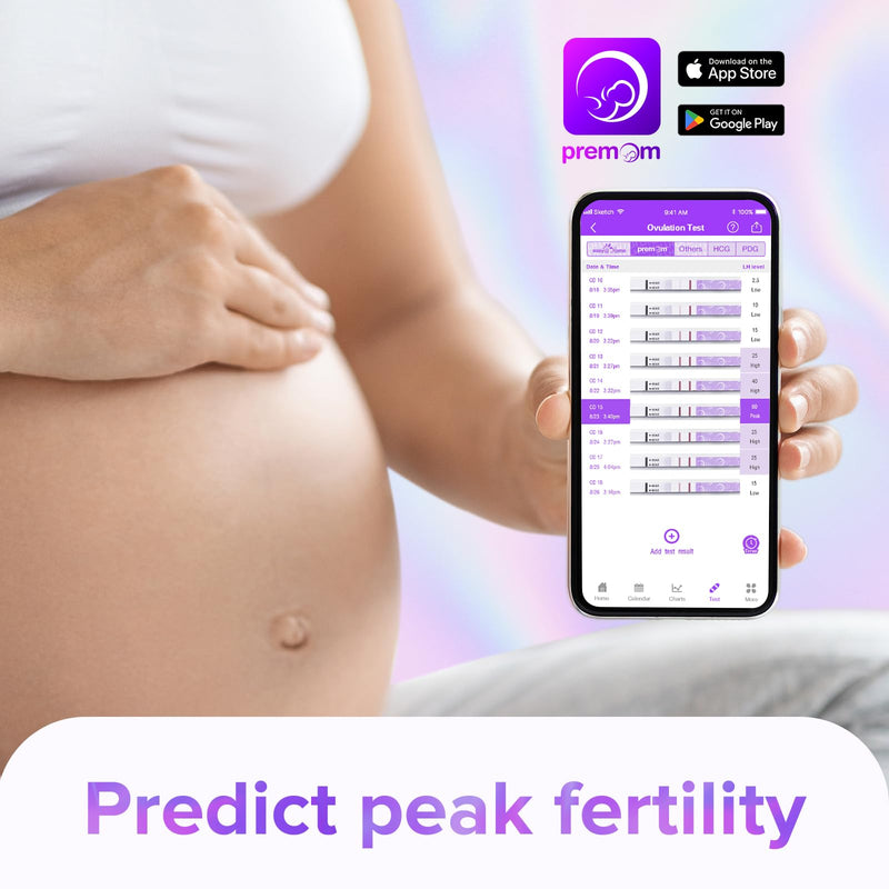 Premom Quantitative Ovulation Test Strips: 5X Pregnancy Rate Found* Use App | 20 Ovulation Tests - Numerical LH Range 0-65 mIU/mL | Premom App Tracking LH Changes for TTC Family Plan 20 Count (Pack of 1)