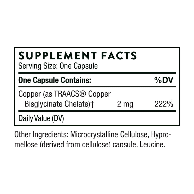 [Australia] - THORNE - Copper Bisglycinate - Well-Absorbed Trace Mineral Supplement - 60 Capsules 60 Count (Pack of 1) 