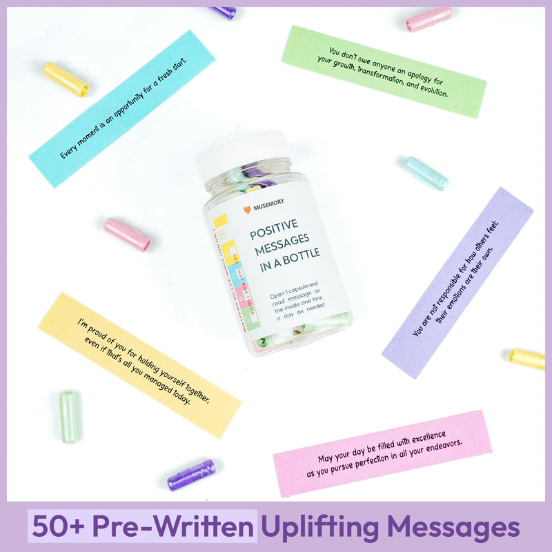 [Australia] - 50 Positive Messages in Bottle,Anxiety Relief Items, Stress Relief, Self Care Kit for Mediation,Positive Affirmation Gifts for Women, Self Care Kit for Mediation, Unique Health and Wellness Gifts 