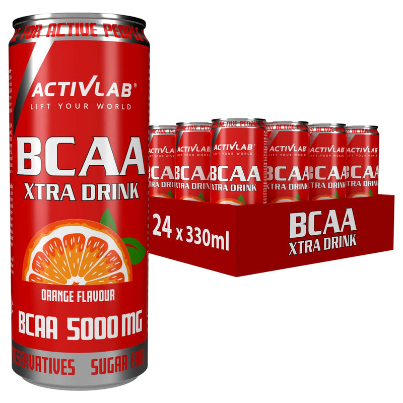 [Australia] - Activlab BCAA Xtra Drink Ready-to-Drink; Set of 24 x 330 ml cans 5000 mg BCAA in one can; zero sugar; orange flavor; amino acid drink; Regeneration of the body and endurance orange 330 ml (pack of 24) 