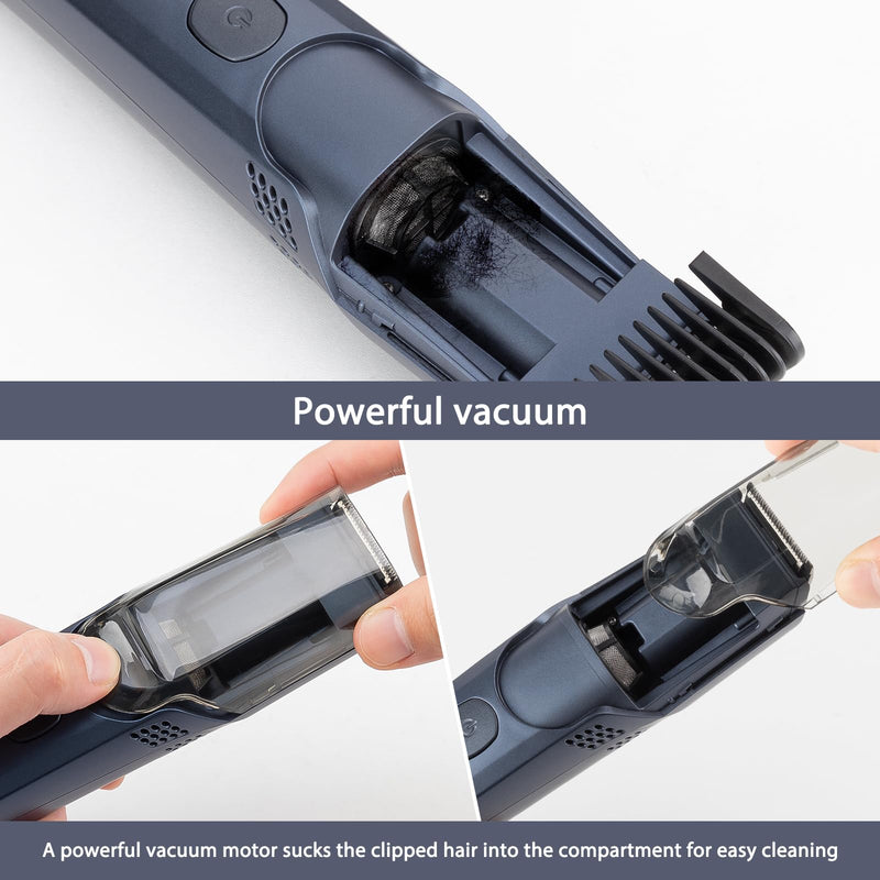 [Australia] - Vacuum Beard Trimmer for Men with 20 Length and Styles Adjustable, Built-in Vacuum Trimmer for Mustache, Sideburns, Facial Hair, Rechargeable Mustache Trimmer 