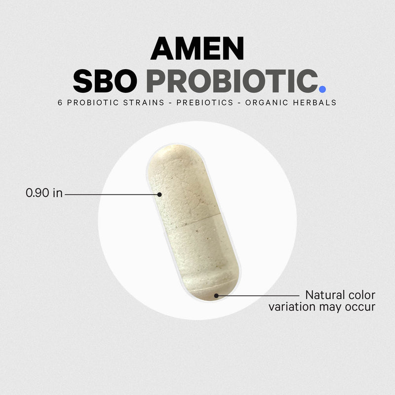Amen SBO Probiotics Supplement, 50 Billion CFU, Prebiotics, 60 Capsules | Soil-based probiotic 50 billion CFU with prebiotics blend, sprouted broccoli, artichoke and acacia fiber. Vegan, non-GMO.