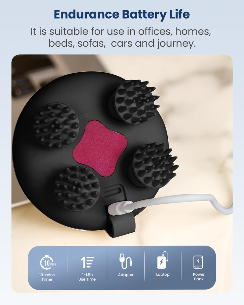 COMFIER Cordless Head Massager Scalp Massager Hair Growth with 3 kneading Modes,Waterproof Hair Massage with 8 Claws for Deep Cleansing,Body Cat Head Scratcher,Gift for Women,Men Black