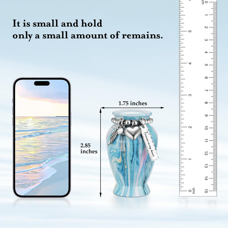 [Australia] - Dletay Small Urns for Human Ashes Keepsake 2.85 Inch Memorial Mini Cremation Urn for Women Men Aluminum Decorative Funeral Urns - Ocean Blue 