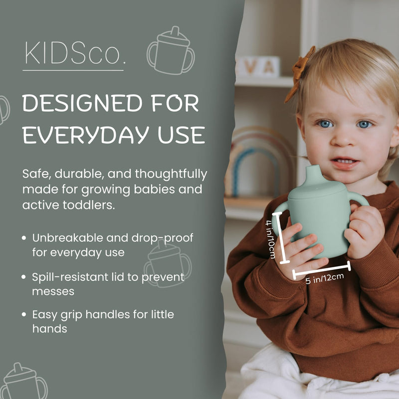 [Australia] - Silicone Sippy Cups for Babies & Toddlers 6+ Months ‚Äì 5oz Spill Proof Training Cup with Soft Spout & Easy Grip Handles ‚Äì BPA Free, Unbreakable, Non-Toxic Transition Cup (2 pack Green and Sandy Shore) 