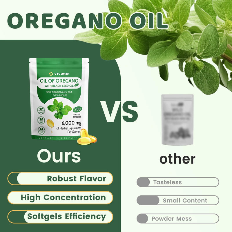 [Australia] - Oil of Oregano Capsules - Oregano Oil with Black Seed Oil, Contain Carvacrol & Thymoquinone, Digestive and Antioxidant Support, Smells Robust - Spicy and Subtly Bitter, 300 Softgels - 150 Days Supply 