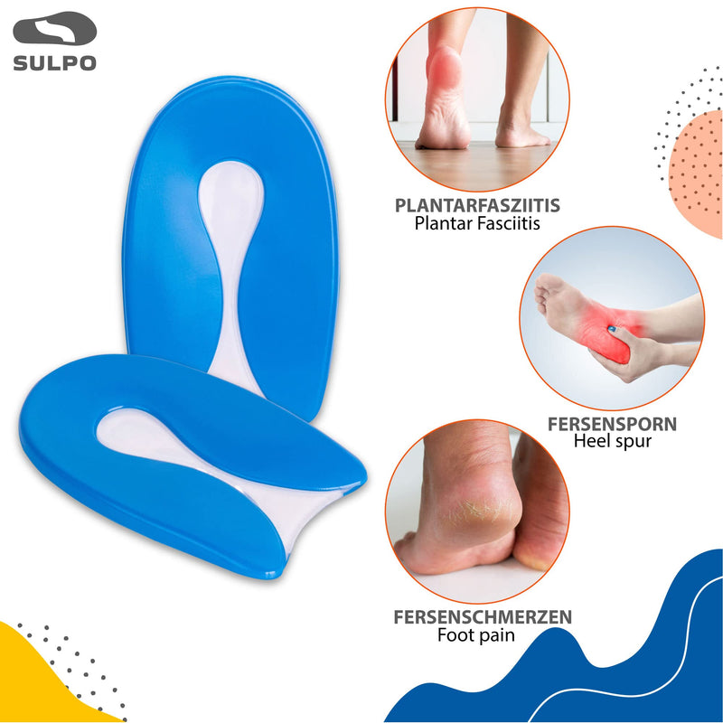 [Australia] - SULPO heel spur insoles - Achilles tendon insoles - heel spur insoles gel - heel cushion for shoes - gel insoles heel - women, men, children - silicone heel wedge, heel pad gel soles 40 - 46 1 pair 