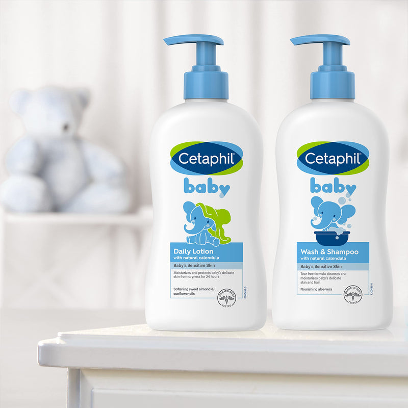 Cetaphil Baby Daily Lotion with Organic Calendula, NEW 13.5 fl oz, Vitamin E, Sweet Almond & Sunflower Oils, Mineral Oil Free, Paraben Free, Dermatologist Tested, Clinically Proven for Sensitive Skin 13.5 Fl Oz (Pack of 1)