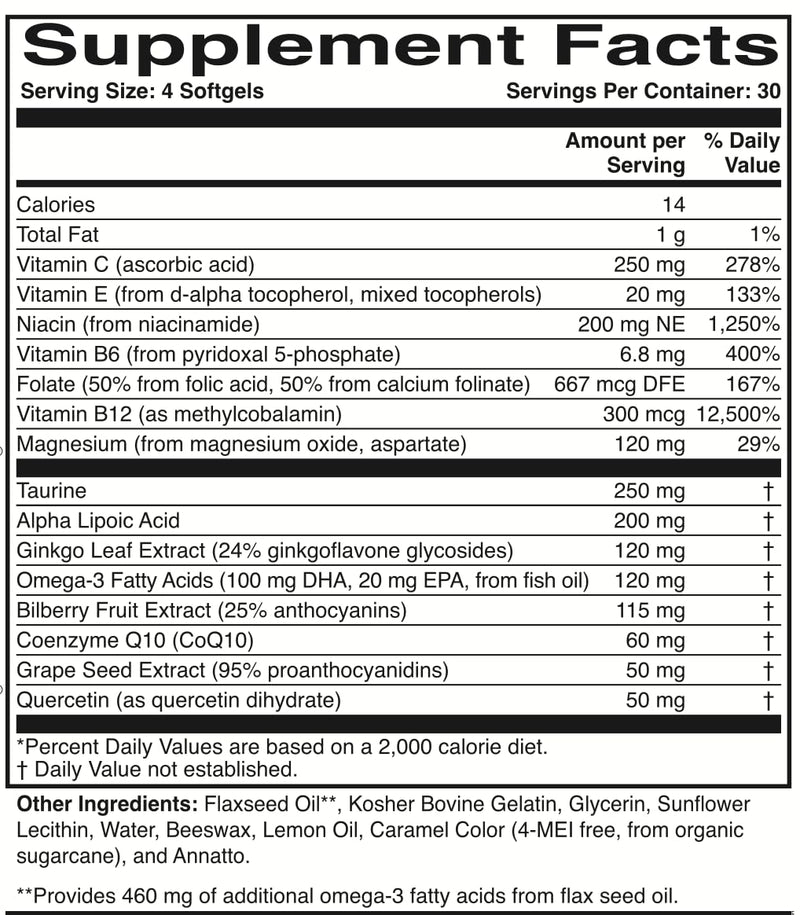 ScienceBased Health Optic Nerve Formula – Clinically Tested Eye Supplement Supports Nerve Function & Ocular Circulation – Omega-3s, CoQ10, Alpha Lipoic Acid, B Vitamins – 30-Day Supply