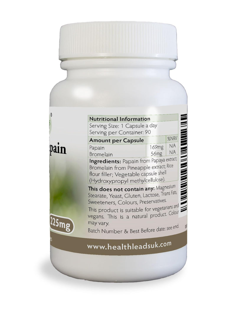 Bromelain 10mg + Papain 100mg X 90 Capsules