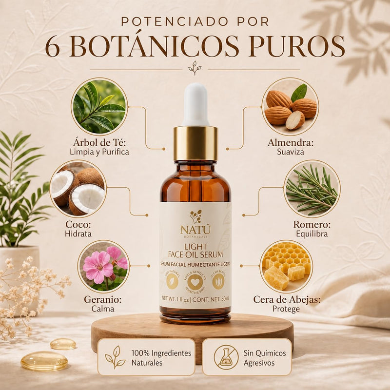 Hydrating Light Face Oil Serum for Oily & Combination Skin - 1 fl oz | No Buildup, No Clogs, No Greasy Feel - Facial Oils with Tea Tree, Coconut Oil & Vitamin E from Sweet Almond 1 Fl Oz (Pack of 1)