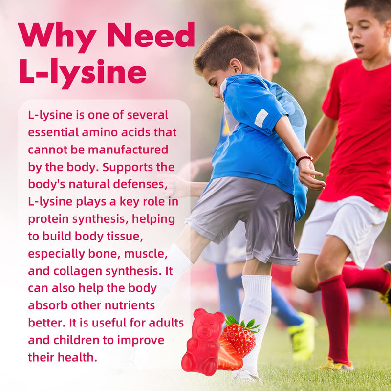 [Australia] - L-Lysine 1000mg Gummies, Chewable Lysine Supplement for Adults & Kids Immune Support, Essential Amino Acid, Vegetarian, Non-GMO, Sugar-Free, Gluten Free, Strawberry Flavor, 60 Counts 60 Count (Pack of 1) 