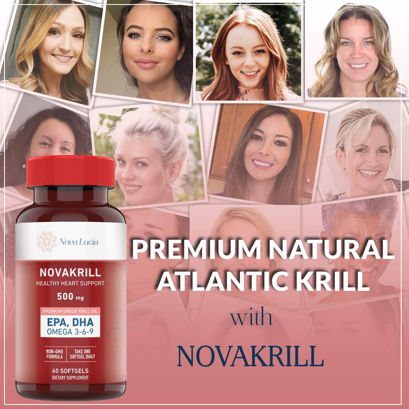 [Australia] - Natural Krill Oil Omega 3 6 9 Supplement, Burpless 60 Red Liquid Softgels, Rich in EPA, DHA, Astaxanthin, No Fishy Aftertaste, 1000mg per 2 Softgels 