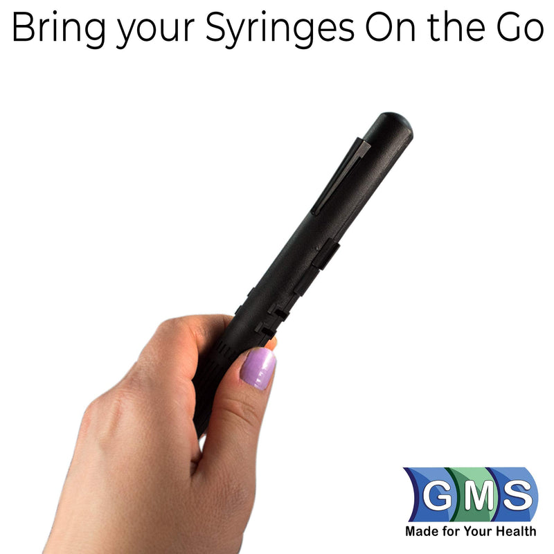 [Australia] - GMS Syringe Case - Portable Travel Insulin Carrying Case for Pre-filled Syringes (2 Pack) (Black) Black 