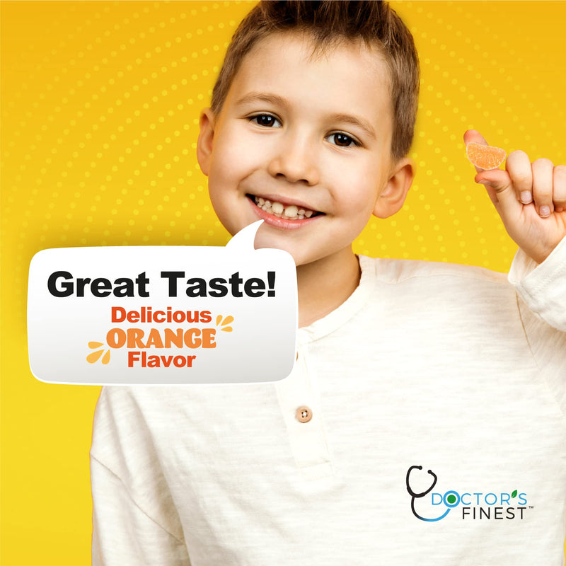 Doctors Finest Vitamin C Gummies for Kids – Vegan, GMO Free & Gluten Free – Great Tasting Orange Flavor Pectin Chews – Kids Dietary Supplement – 250mg of Vitamin C – 90 Jellies [45 Doses] 90 Count (Pack of 1)