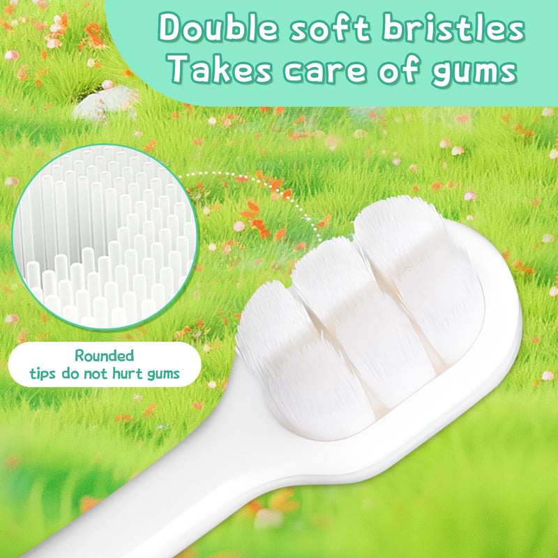 Toddler Toothbrush with Tongue Cleaner, Extra Soft Bristles for Kids 1-6，BPA-Free Baby Toothbrush with Ergonomic Grip & Non-Slip Handle， Kid Toothbrush for Gentle Care & Safe Brushing (4 Colors) 4 Colors 4 Count