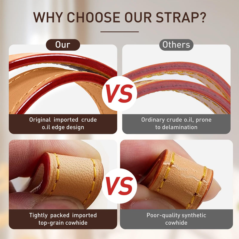 Genuine Vachetta Leather Strap Purse Straps Replacement Crossbody, Adjustable Shouder Bag Strap for Soft Speedy20 25 30 35 Alma Boulogne Diane Handbags (Beeswax-Width:0.70in) E-beeswax-0.71"width*48.4"length