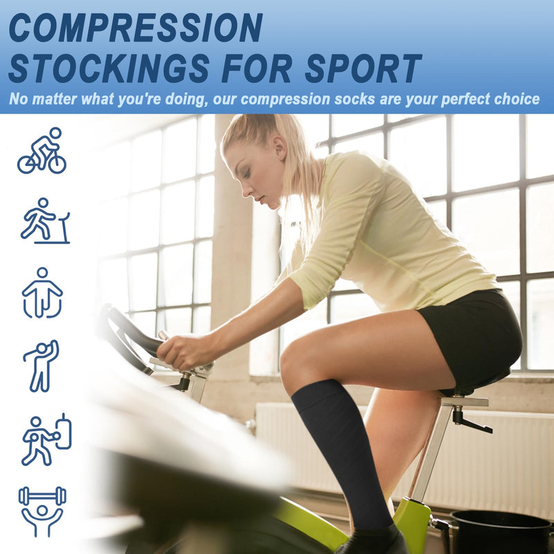 [Australia] - beister 20-30 mmHg Medical Compression Stockings for Men and Women, Open Toe Calf Compression Knee Socks, Graduated Support Stockings for Varicose Veins, Edema, Pregnancy Black Gray L 
