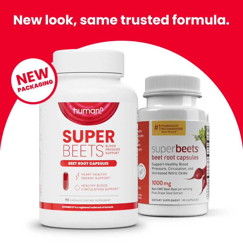 [Australia] - humanN SuperBeets Beet Root Capsules Quick Release 1000mg - Supports Nitric Oxide Production, Blood Pressure – Clinically Studied Antioxidants 90 Count Non-GMO Powder 