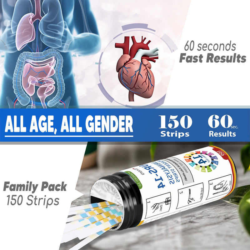 14-Parameters Urine Reagent Strips [150ct], Comprehensive Urinalysis Detection with Fast Full Check-up | Kidney, Liver, UTI, Ketosis - CRE, PRO, BIL, KET, SG +9 More
