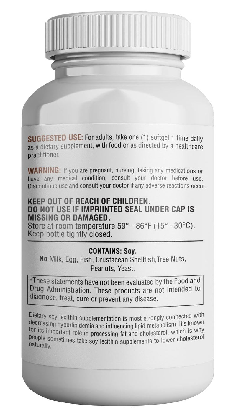 [Australia] - Lecithin 1200mg, High Potency, 120 Softgels, Natural Combination of Essential Fatty Acids to Support Brain & Nerve Function- Lecithin Food Grade, 1200mg per Serving, Dietary Supplement 