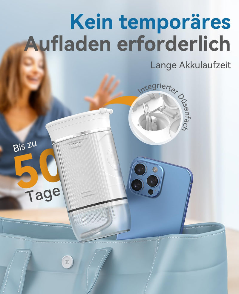 [Australia] - Travel Oral Irrigator, Portable Water Teeth Cleaning Wireless, 200ml Extendable Water Tank, IPX7 Waterproof, 3 Modes Water Flosser Electric Oral Irrigator for Travel and Vacation 