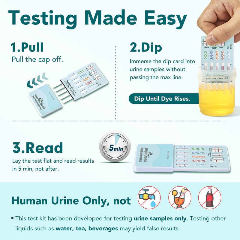 Easy@Home 5 Panel Urine Drug Test Kit, Multi Drug Screening Test, 3 Pack | THC/Marijuana, Cocaine, OPI, AMP, BZO All Drugs Testing in One - Home Use Drug Tests with Results in 5 Mins #EDOAP-754
