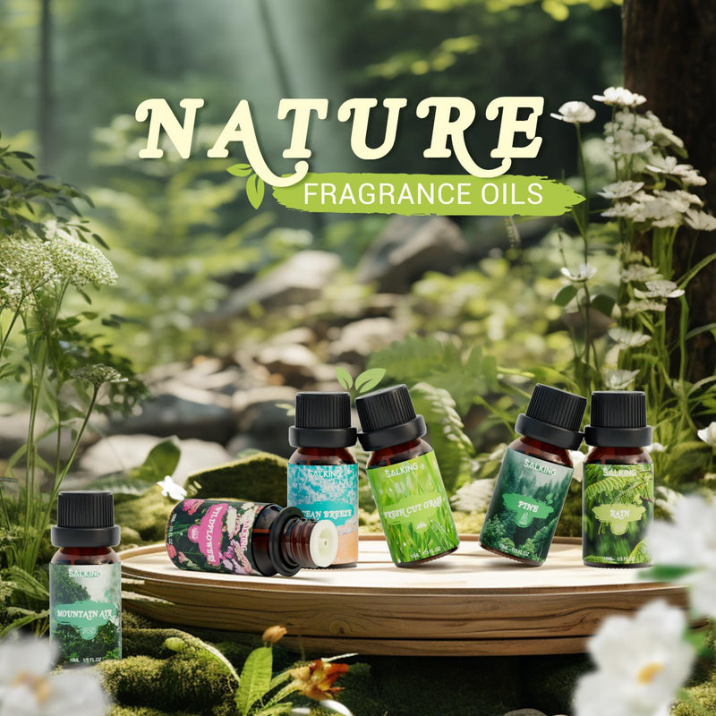 [Australia] - SALKING Natural Essential Oils Set, Aromatherapy Fragrance Oil Gift Set, Pure Fragrance Oils for Diffuser Humidifiers, 6 x 10 ml (Pine, Sea Breeze, Rain, Freshly Cut Grass, Wild Flowers, Mountain Air) 