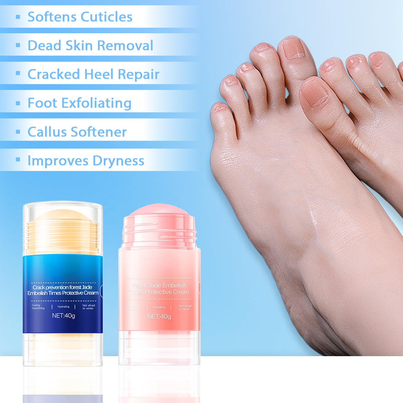 [Australia] - Crack Feet Prevention Stick, Anti Cracked Foot Cream For Dry Heels, Moisturizing Foot Balm Stick, Remove Dead Skin And Softening Dry Skin (Pink+Blue) Pink+Blue 