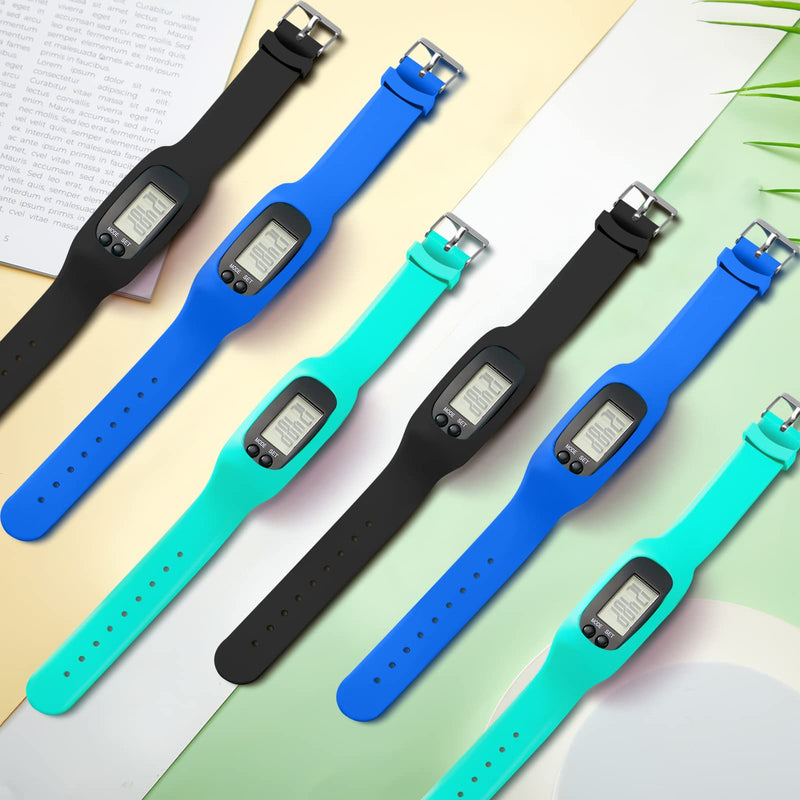 [Australia] - Geyoga 12 Pcs Pedometer for Walking Steps and Miles Pedometer Watch Silicone Steps Tracker Running Pedometer Bracelet Ankle Step Counter for Calorie Burning and Step Counting Mint, Blue, Black 