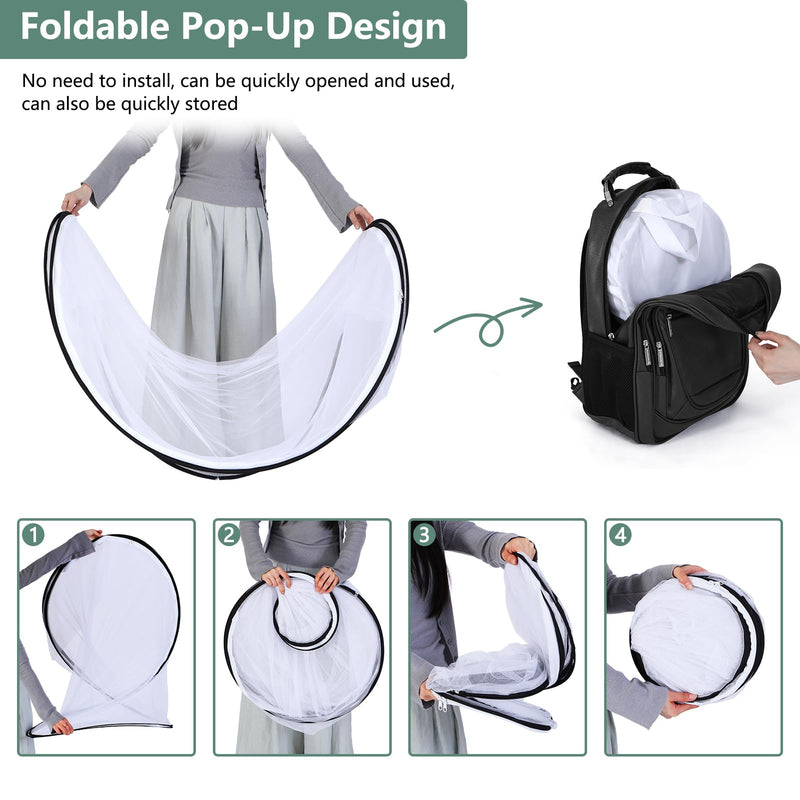 [Australia] - 78.7 x 31.5 x 23.6 Inch Large Pop Up Mosquito Net, Collapsible Portable Mosquito Tent, Suitable for Adult Baby Bedroom, Outdoor Camping Use White 