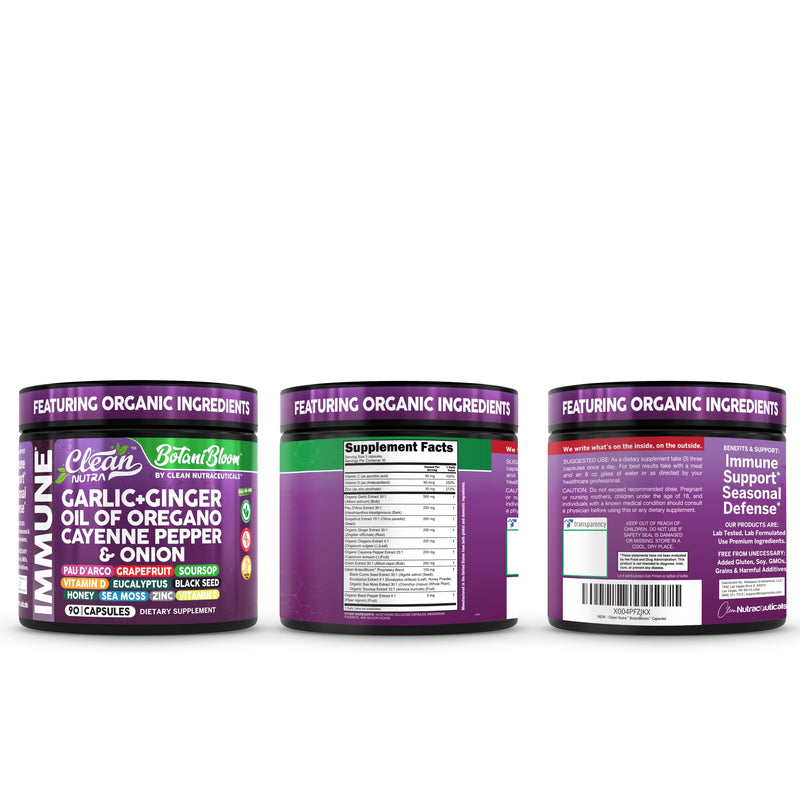 [Australia] - Clean Nutra Garlic Ginger Oil of Oregano Cayenne Pepper Grapefruit Soursop Black Cumin Sea Moss Black Pepper Vitamin C and Zinc VIT C Detox Gut Health Black Seed Cleanse 90 Vegan Capsules 