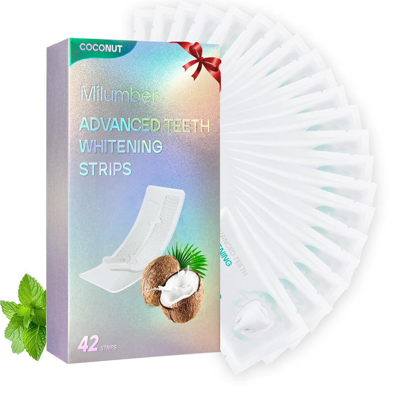 [Australia] - Teeth Whitening Strips for Sensitive, 42 Strips Whitener Safe Whitestrip, Deep Stains Removal Tooth Whitening, Enamel Safe Non-Slip Dry Strip Technology for Whiter Teeth,Coconut 