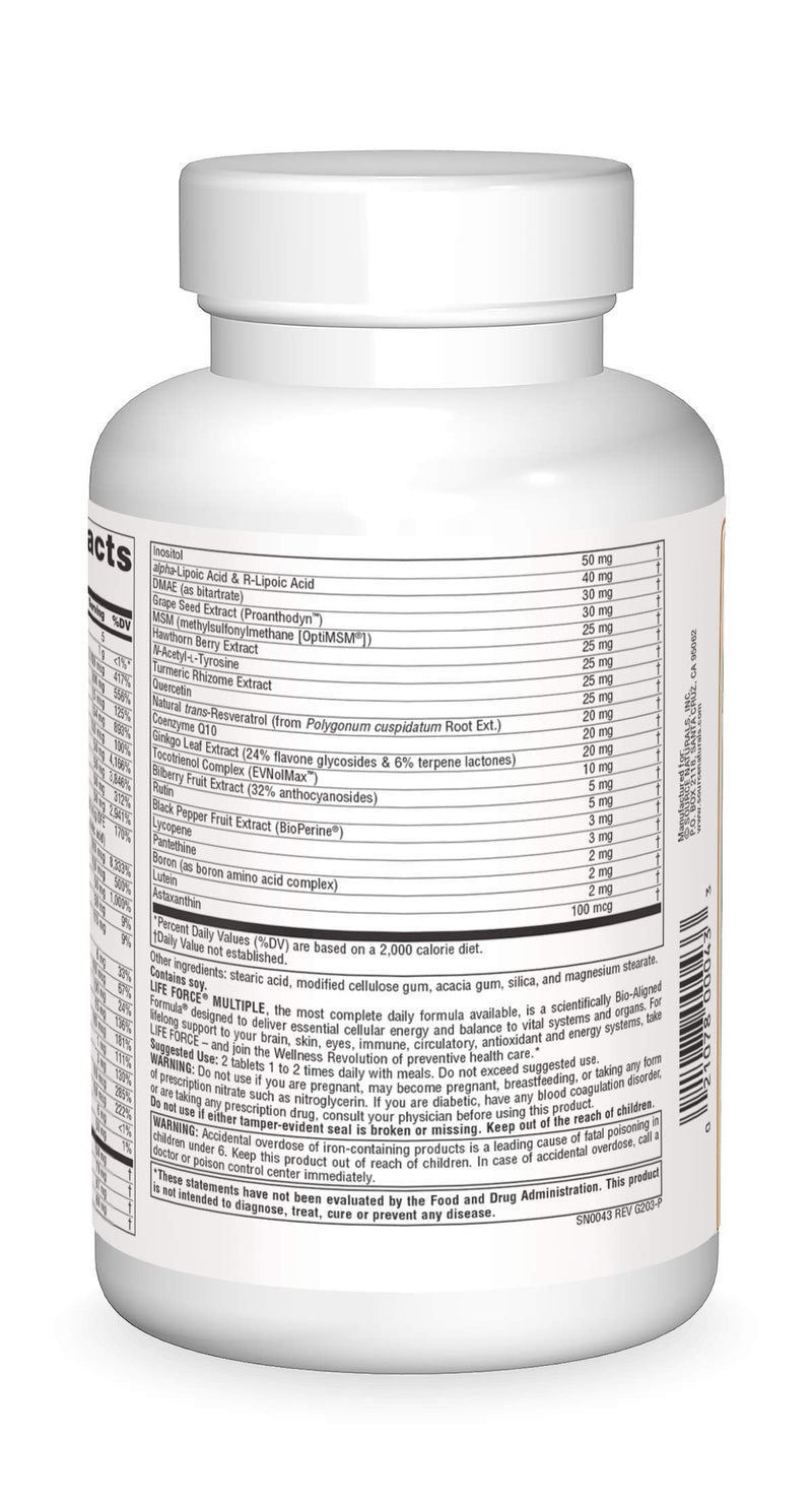 Source Naturals Life Force Multiple, Energy Activator* - 180 Tablets 180 Count (Pack of 1)