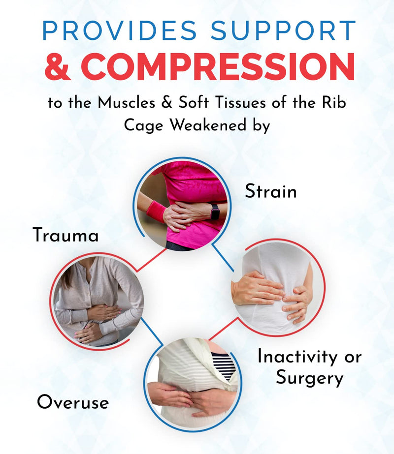 ITA-MED Rib Brace for Women, Breathable Elastic Compression Wrap & Chest Support, Rib Support Belt for Broken, Cracked, Dislocated & Fractured Ribs, Made In USA (White, XL) X-Large (Pack of 1)