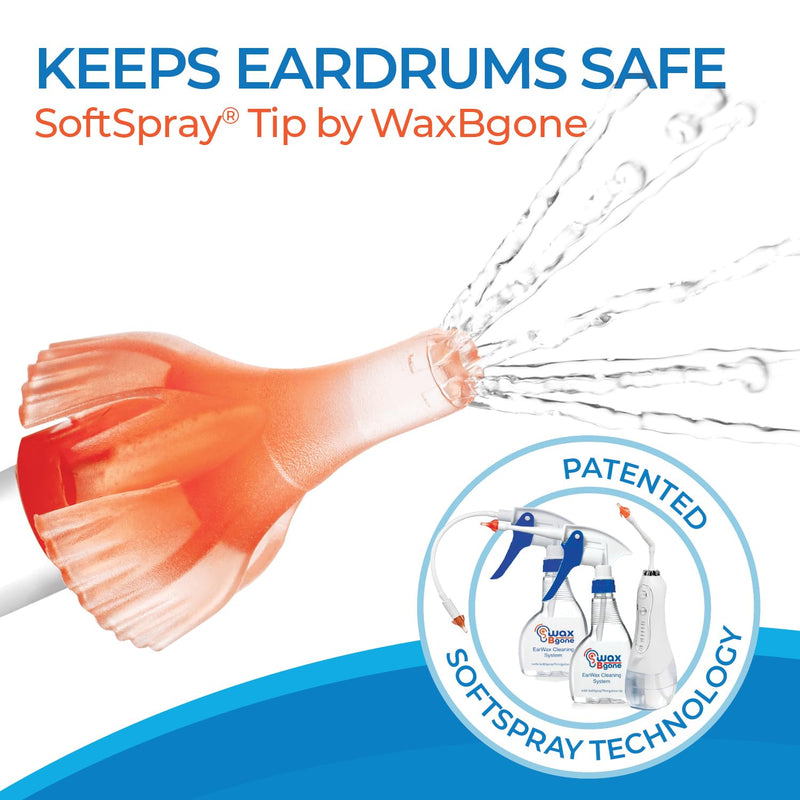 [Australia] - WaxBgone Earwax Removal Kit with Drops, Large 2-oz Ear Bulb Syringe & 3 SoftSpray Tips - Safe & Effective Ear Cleaning Kit - Wax Softening Formula Dissolves Earwax with Gentle Foaming Action - 0.5 Oz 3 Tips 
