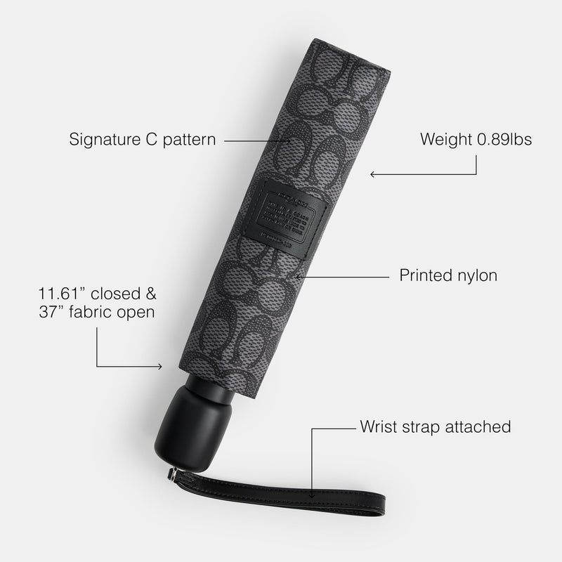 Coach Women's Signature C Umbrella LH/Charcoal Multi
